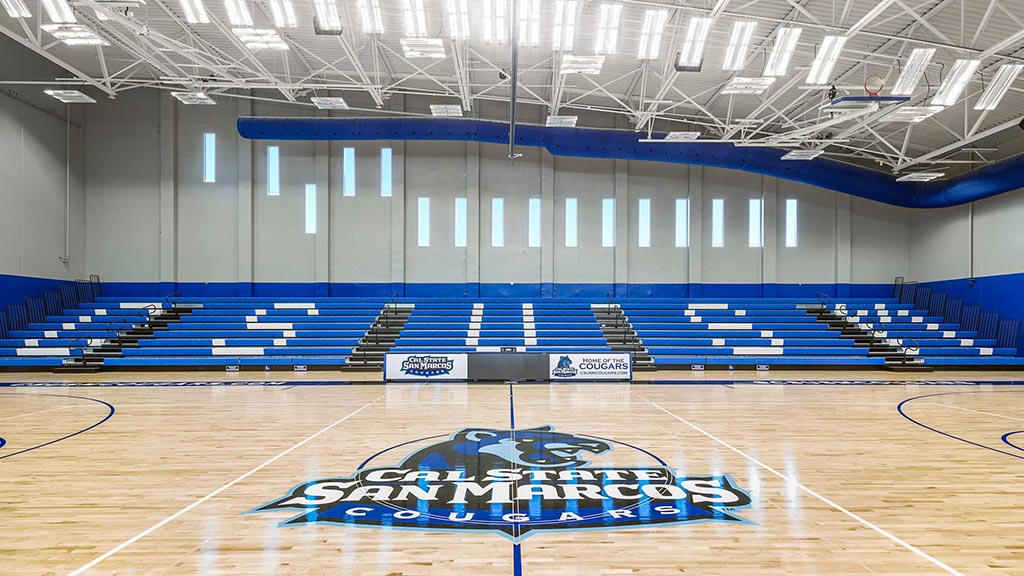 A large indoor swimming pool.