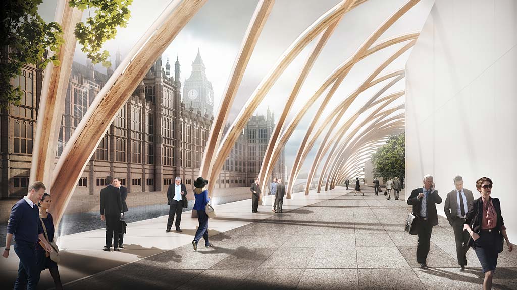 People walking in a large building.