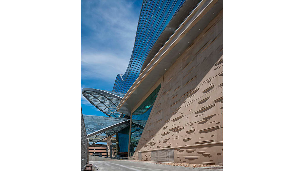 A building with glass walls.