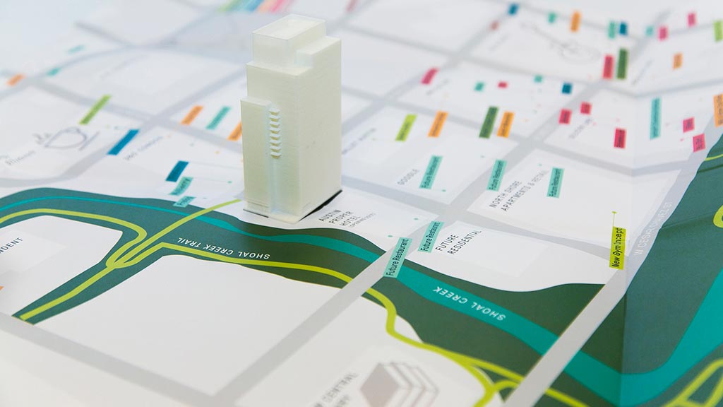 A white device on a map.