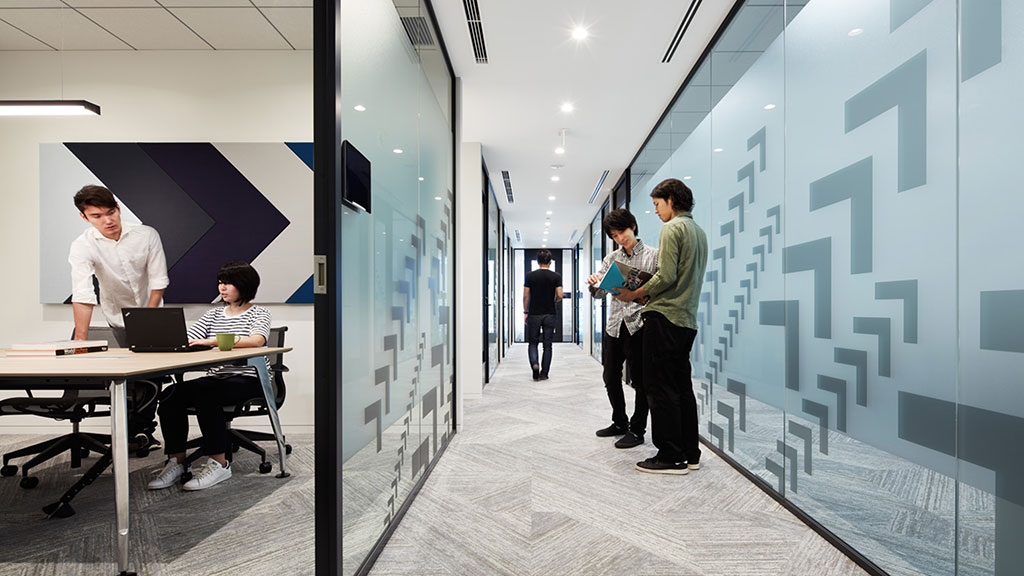 A group of people in a room.