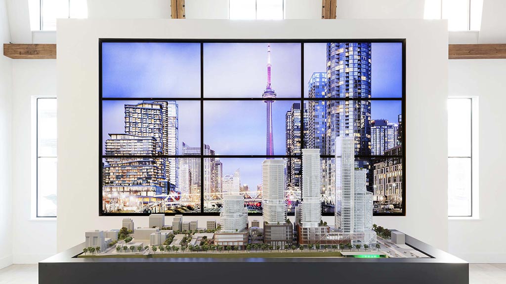 A large room with a large window.