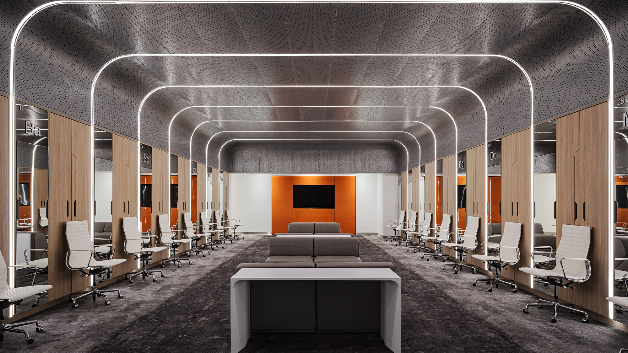 Interior space at Player 15 Group HQ & Phoenix Mercury Training Facility.