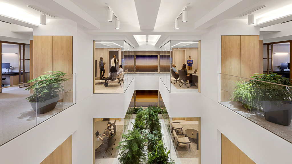 A high angle view of a room.
