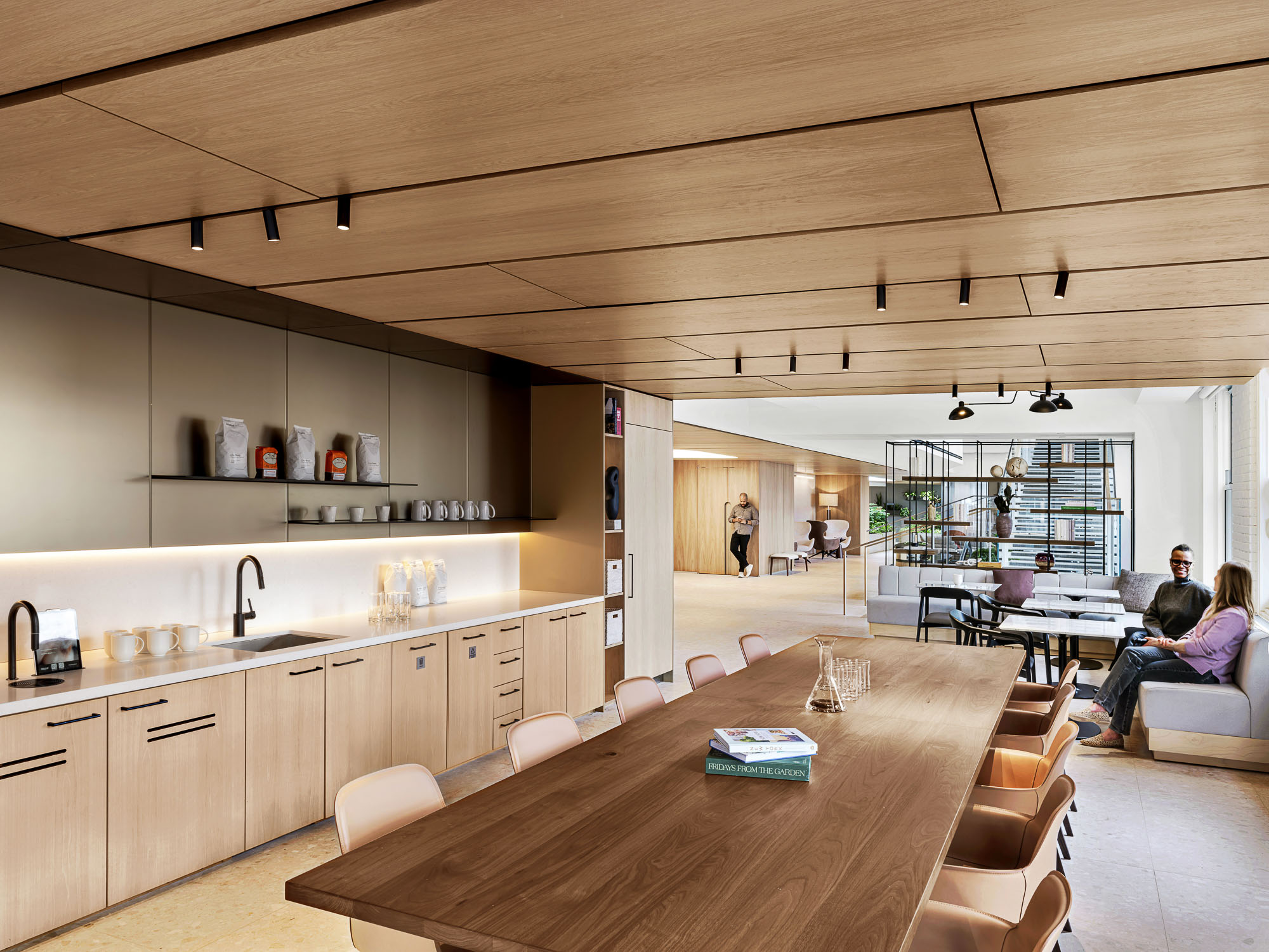 A large kitchen with a large table.
