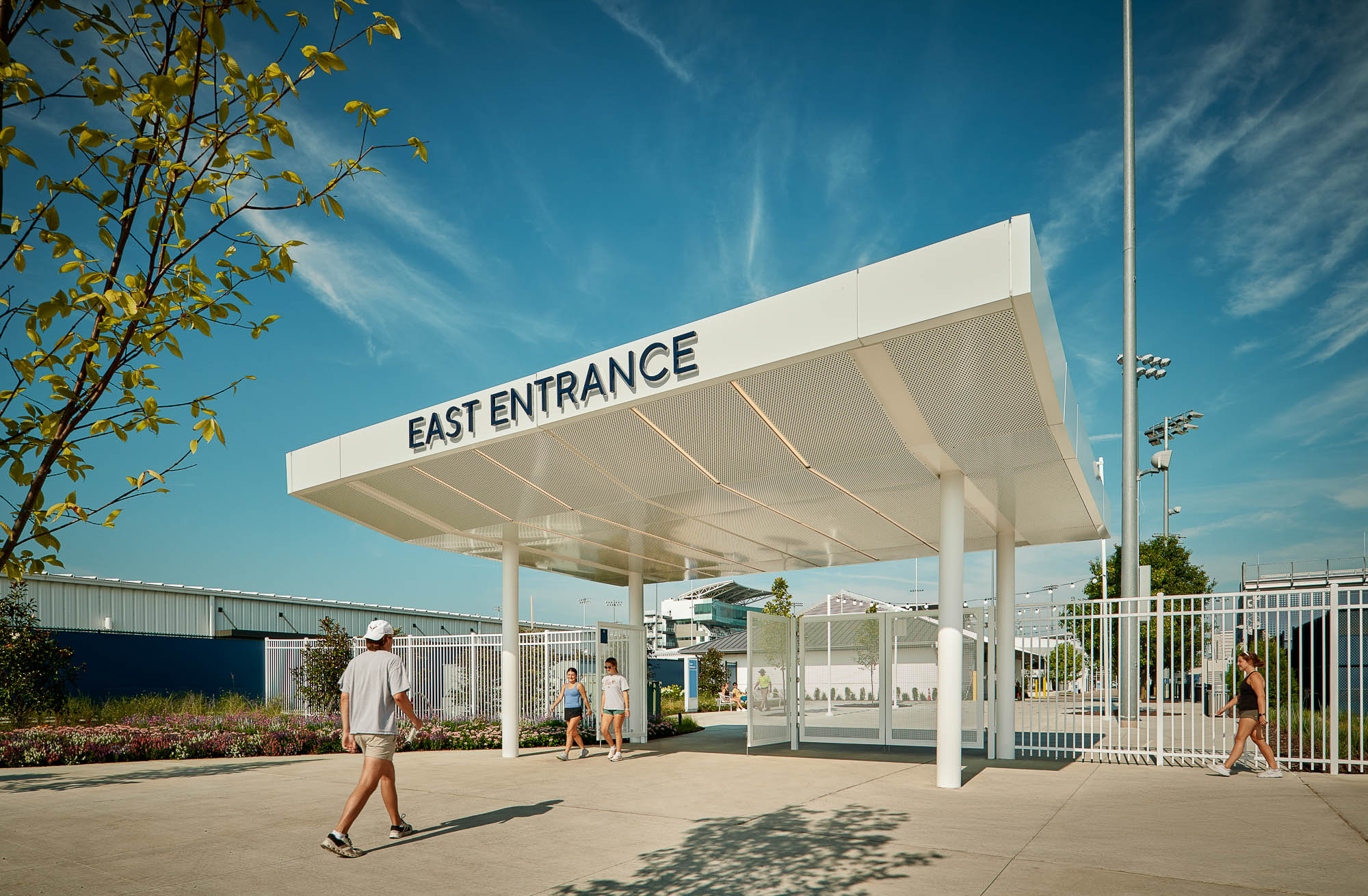 A building with a sign on it.