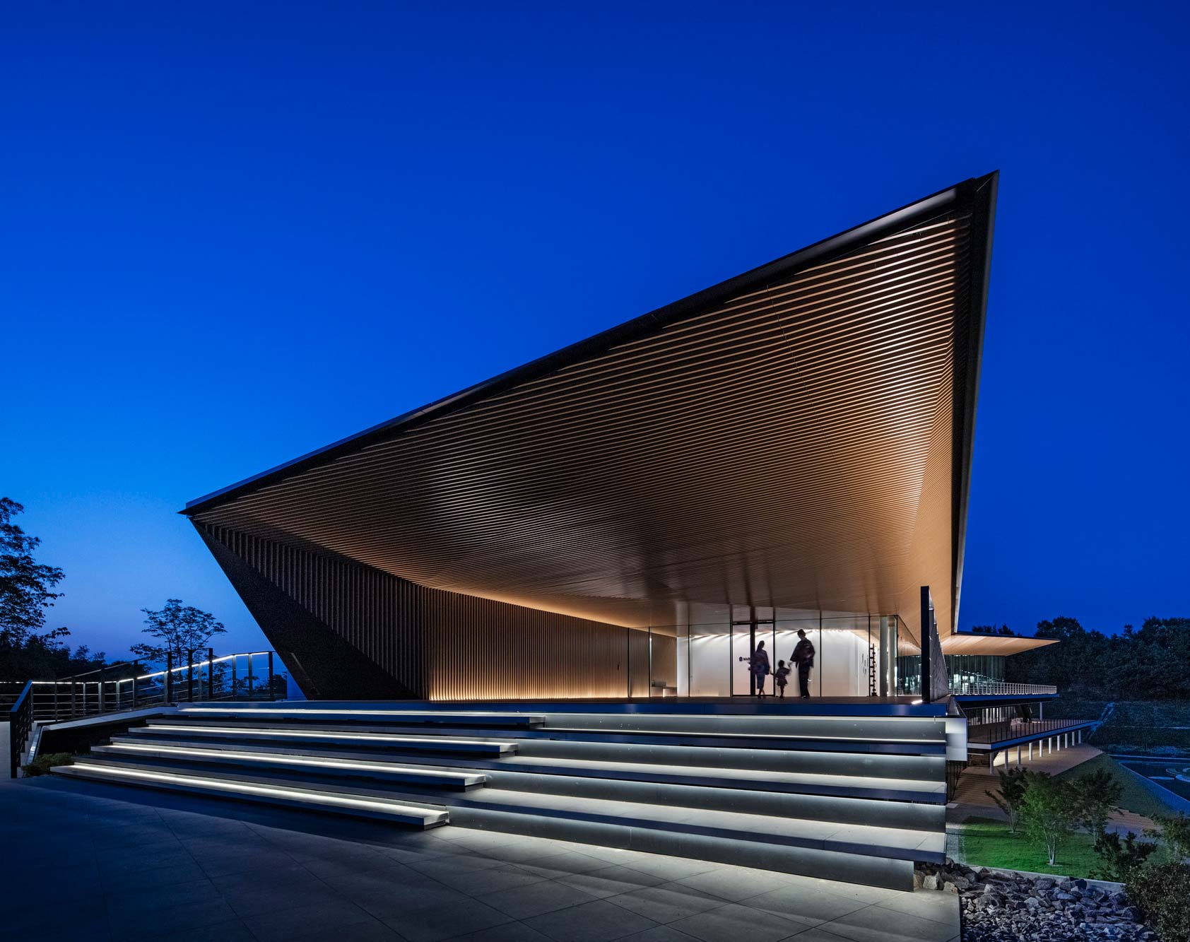 A building with a glass roof.