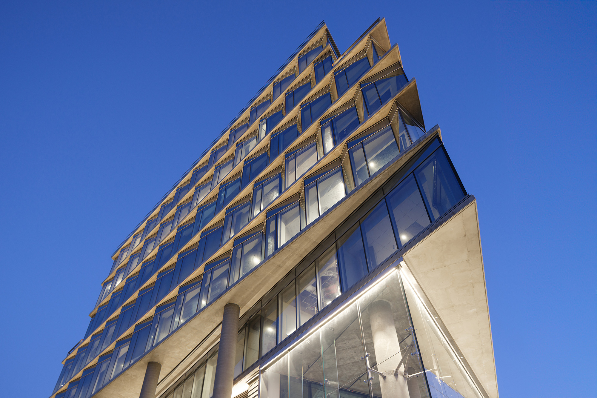 A low angle view of a building.