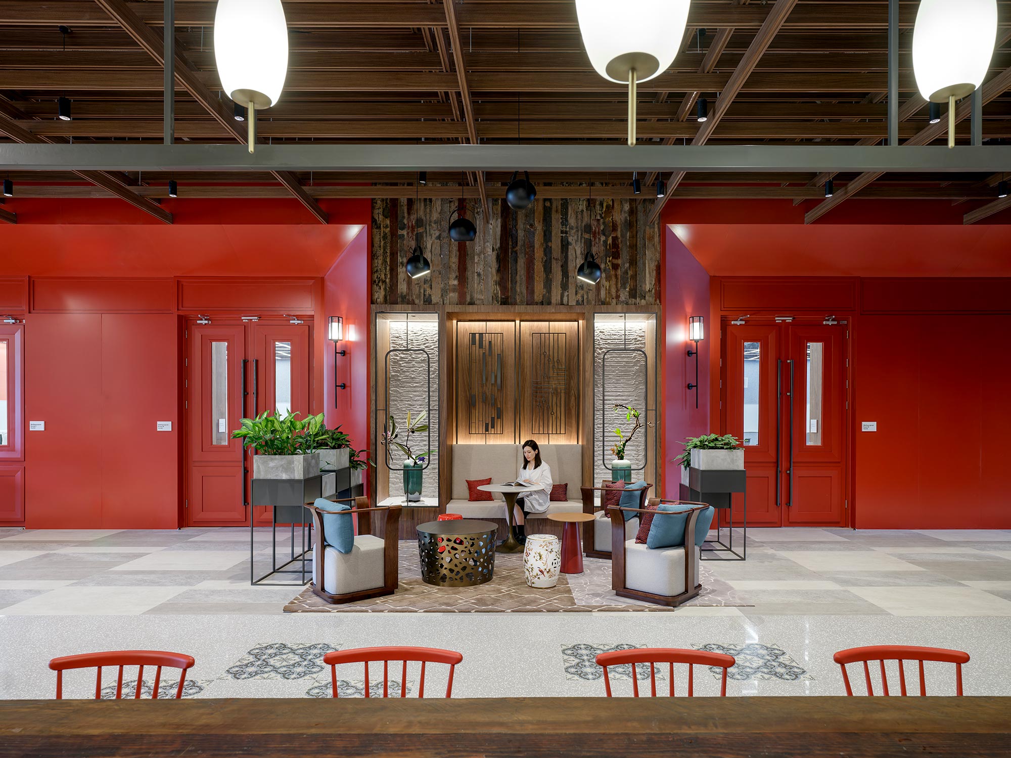 A person sitting at a table.