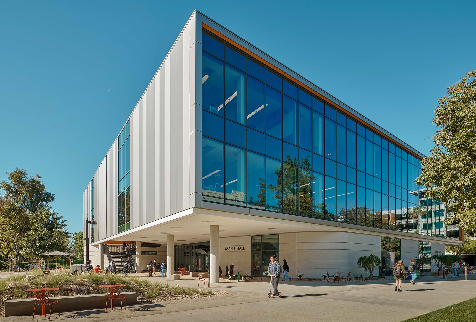 A building with glass windows.