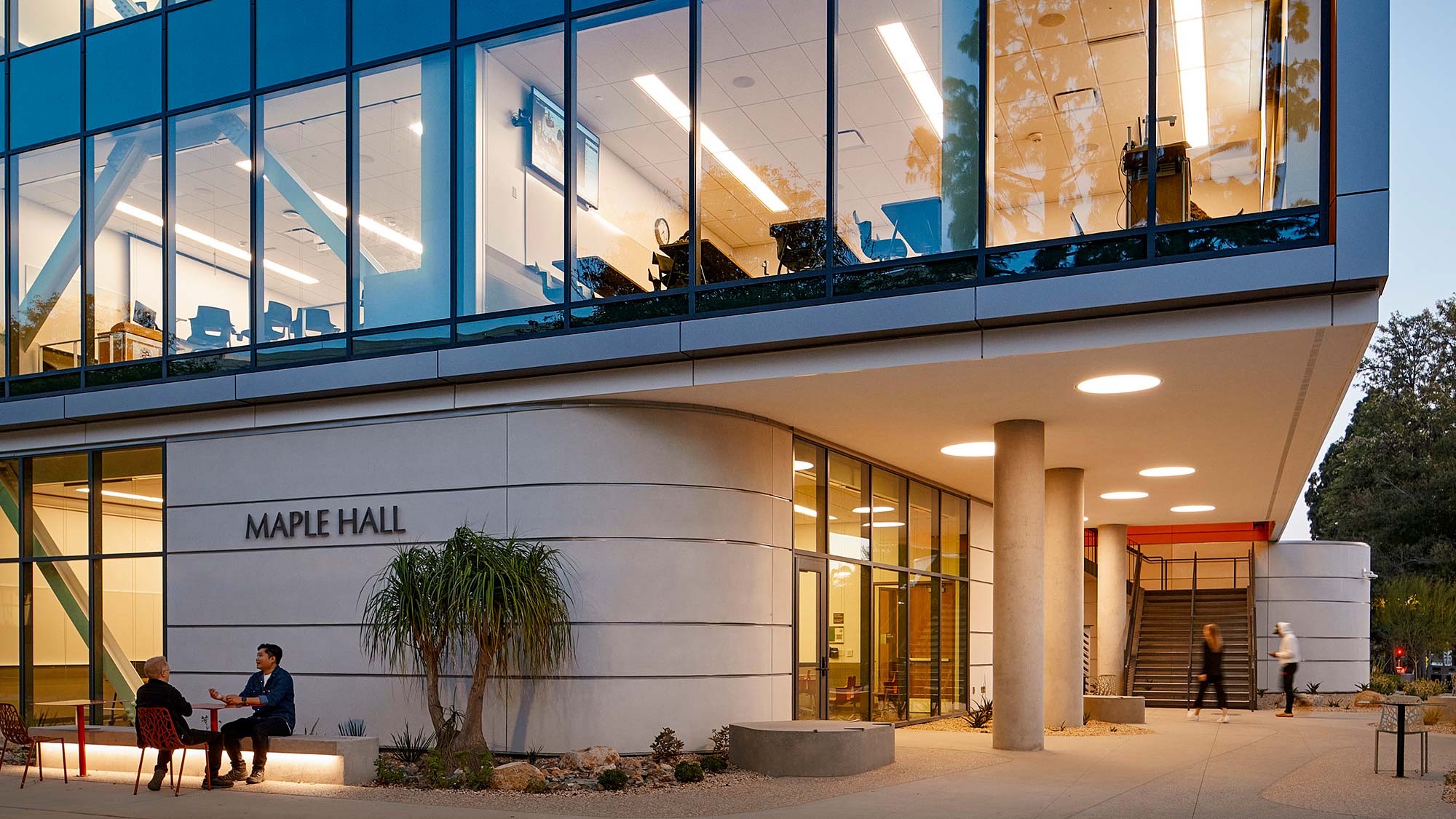 A building with glass windows.