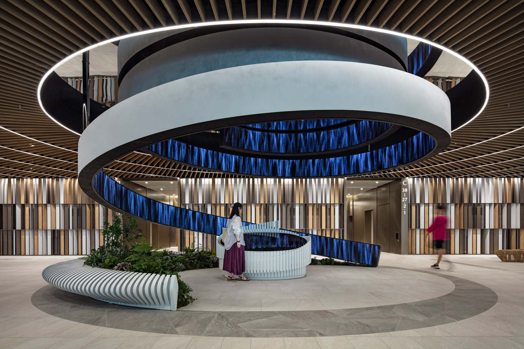 A living room with a large window.