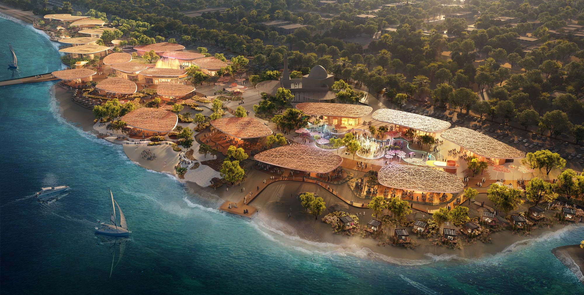 A high angle view of a building.