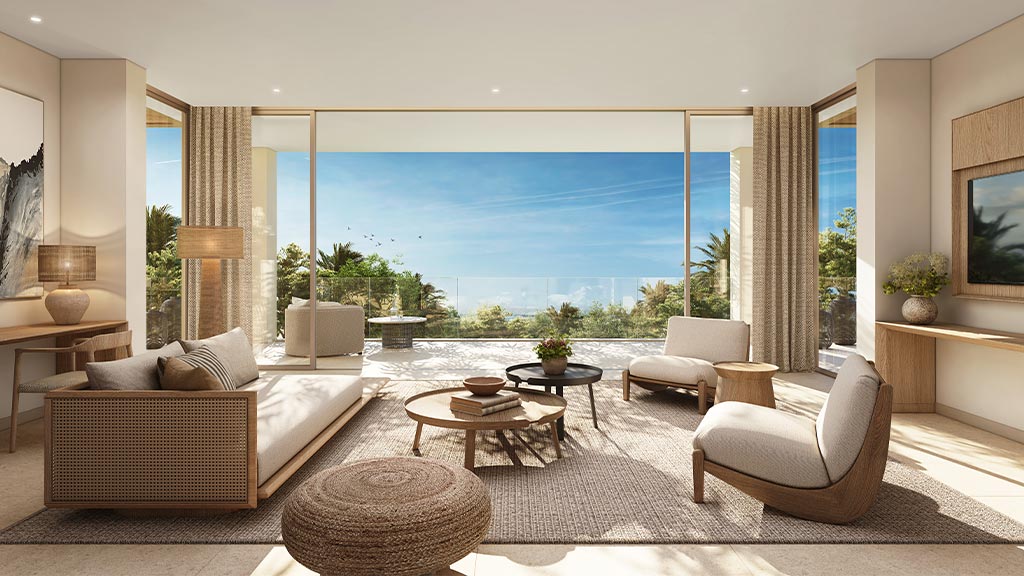 A living room with a large window.