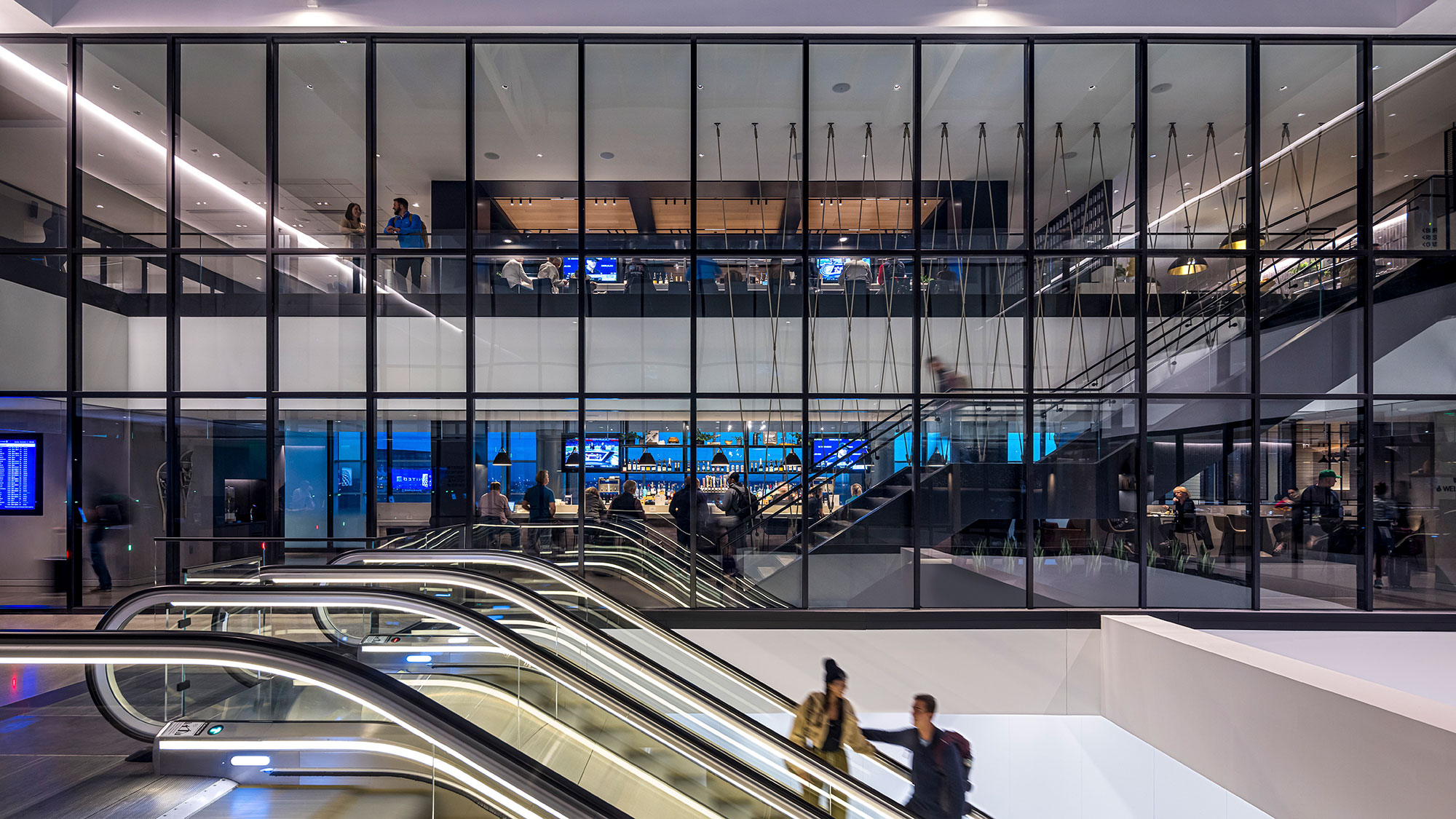 A group of people inside a building.