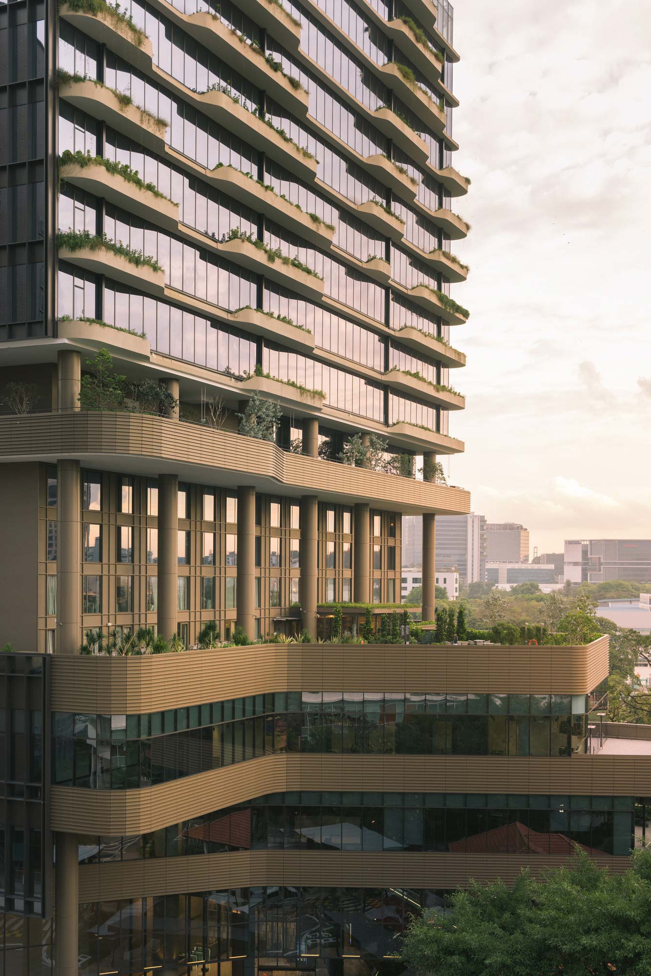 A building with glass windows.