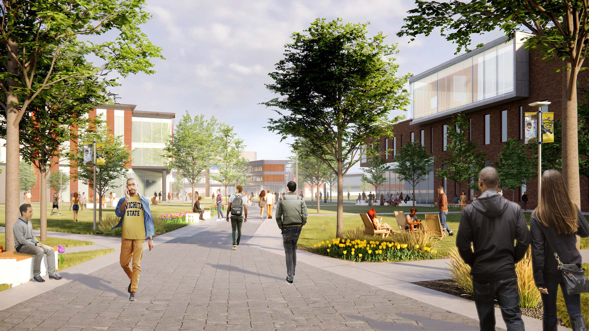 People walking on a street.