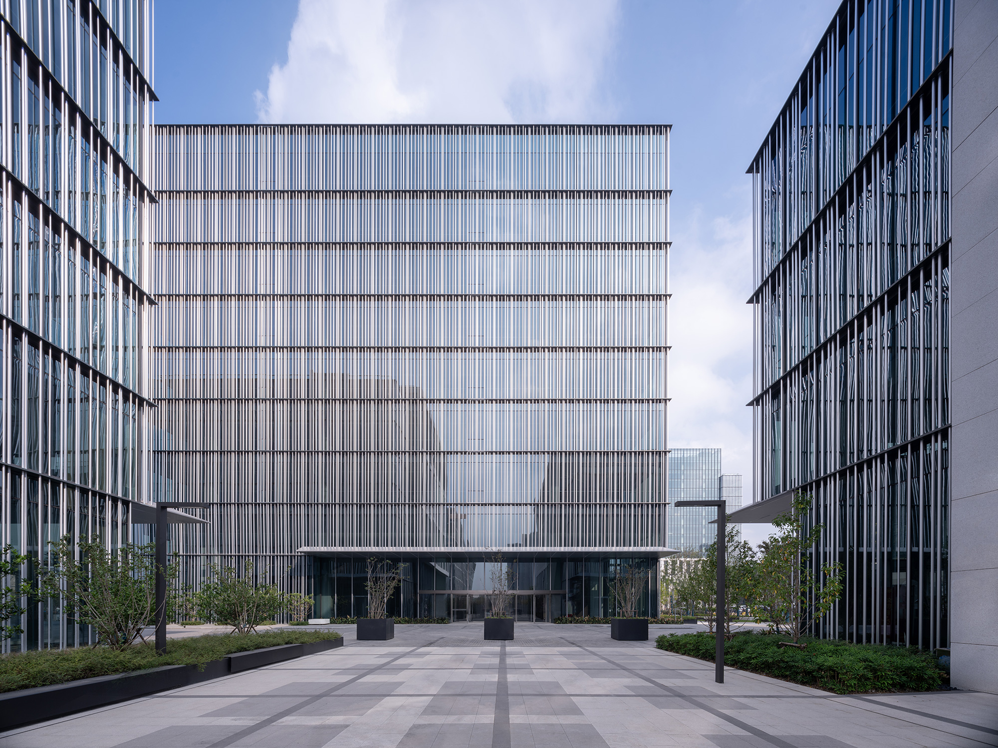 A building with glass walls.