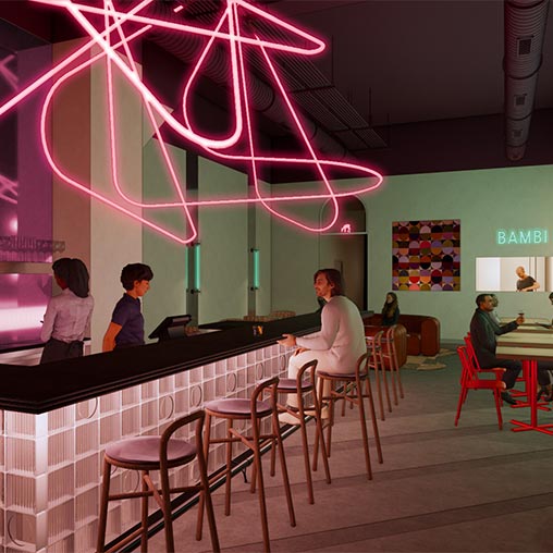 A group of people sitting at a bar.