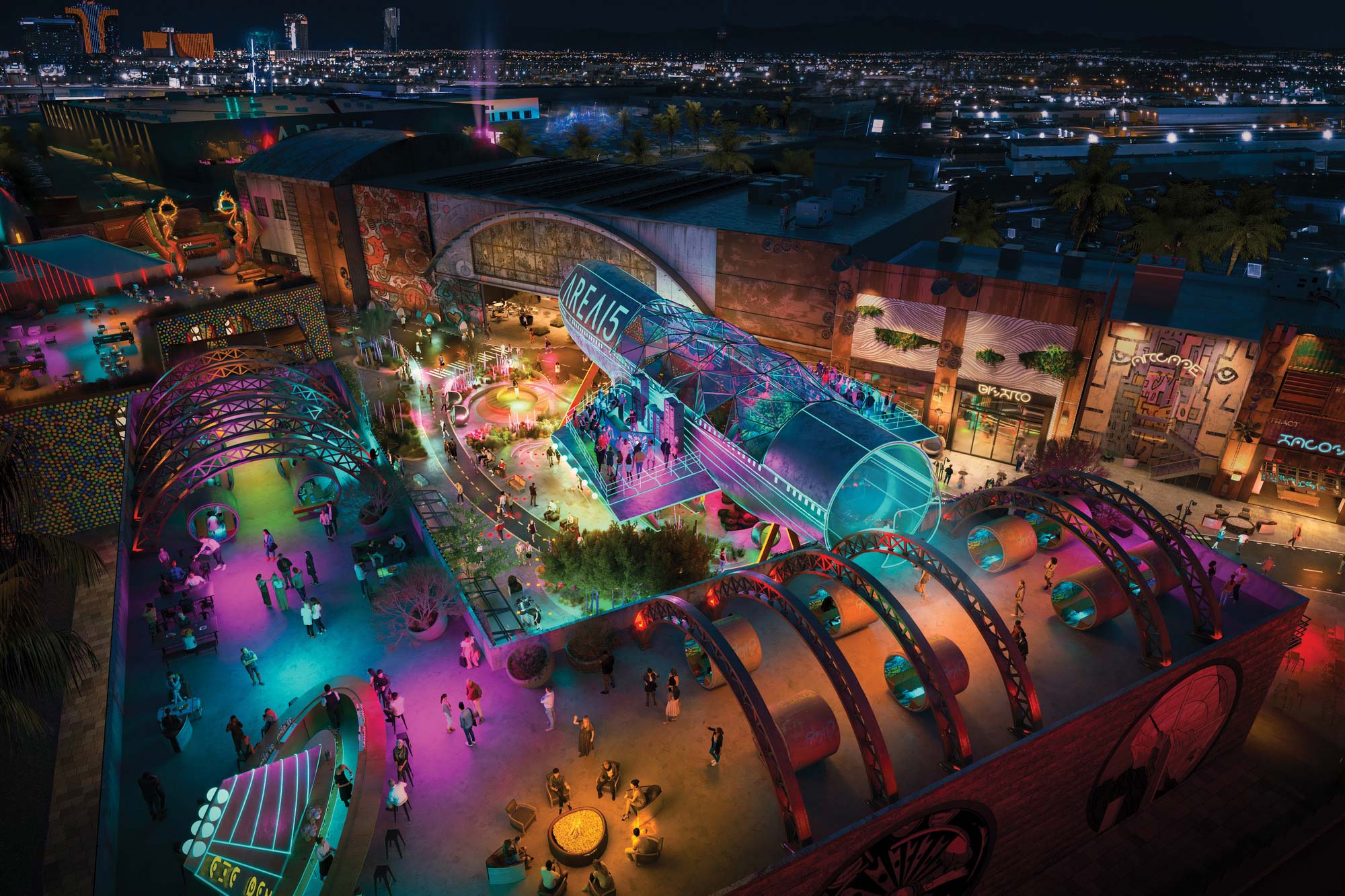 A large colorful building.