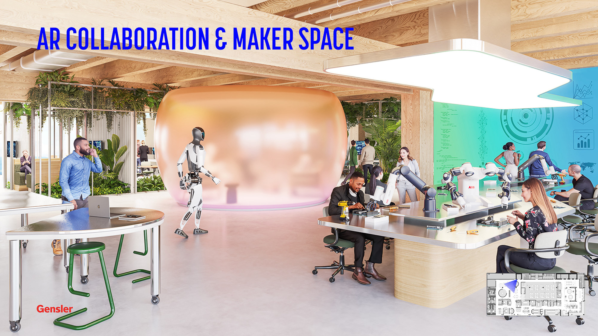 A group of people in a room.