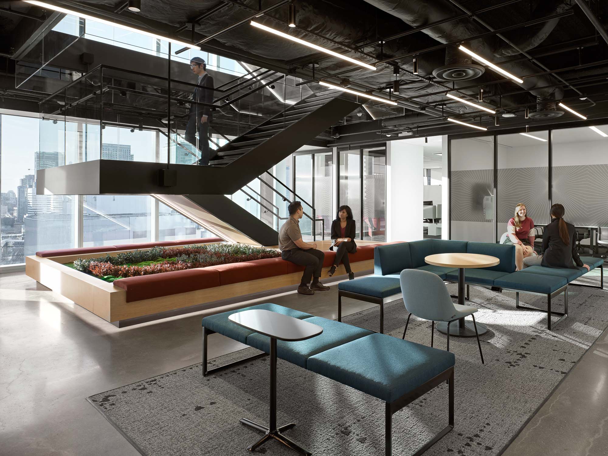 A group of people in a room.