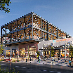 A large building with a glass roof.