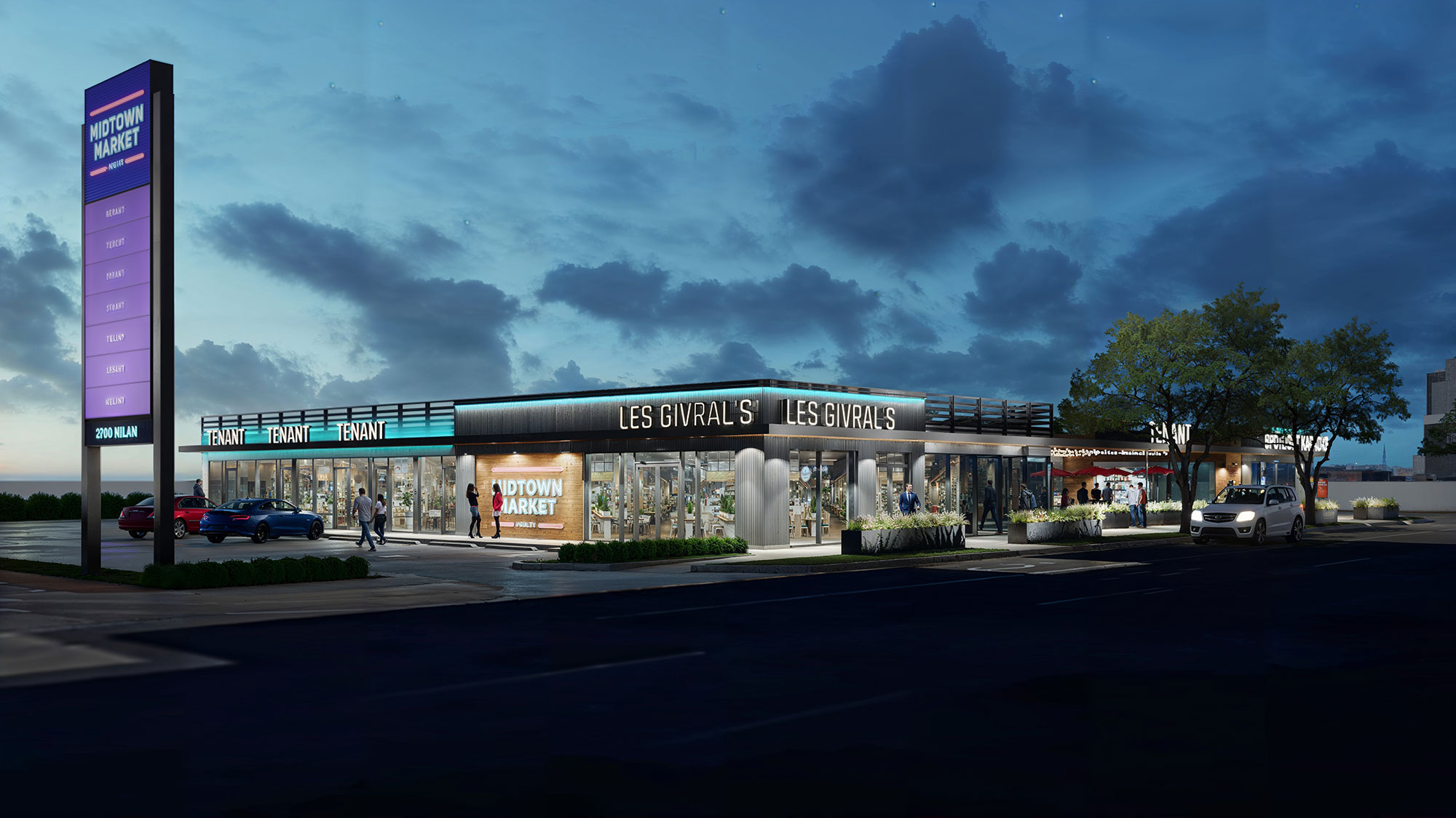 A building with a sign on it.