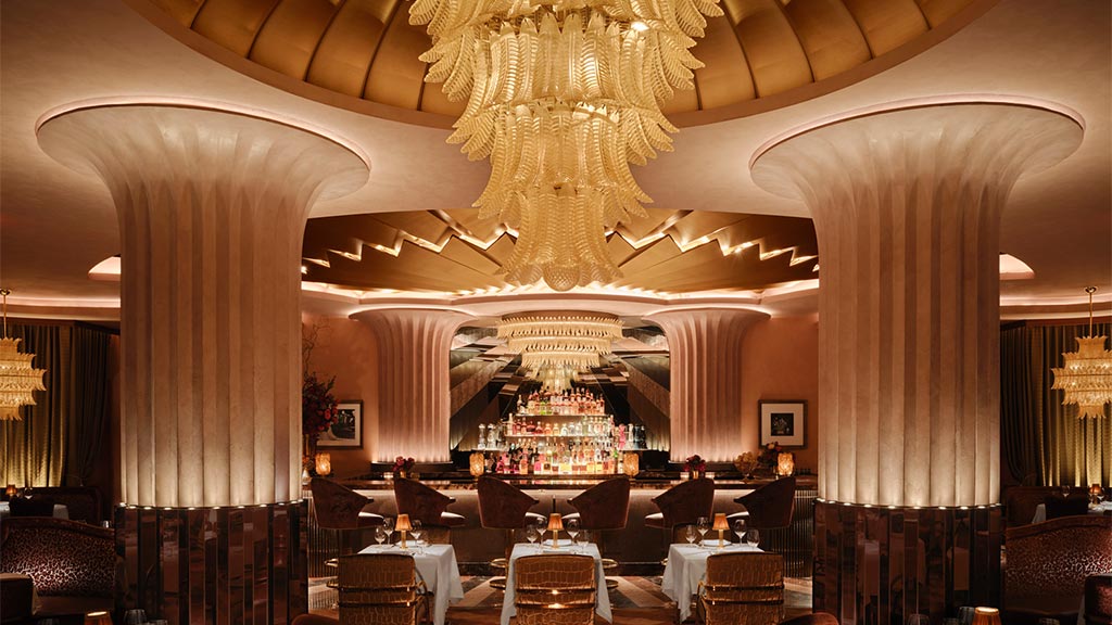 A room with tables and chairs.