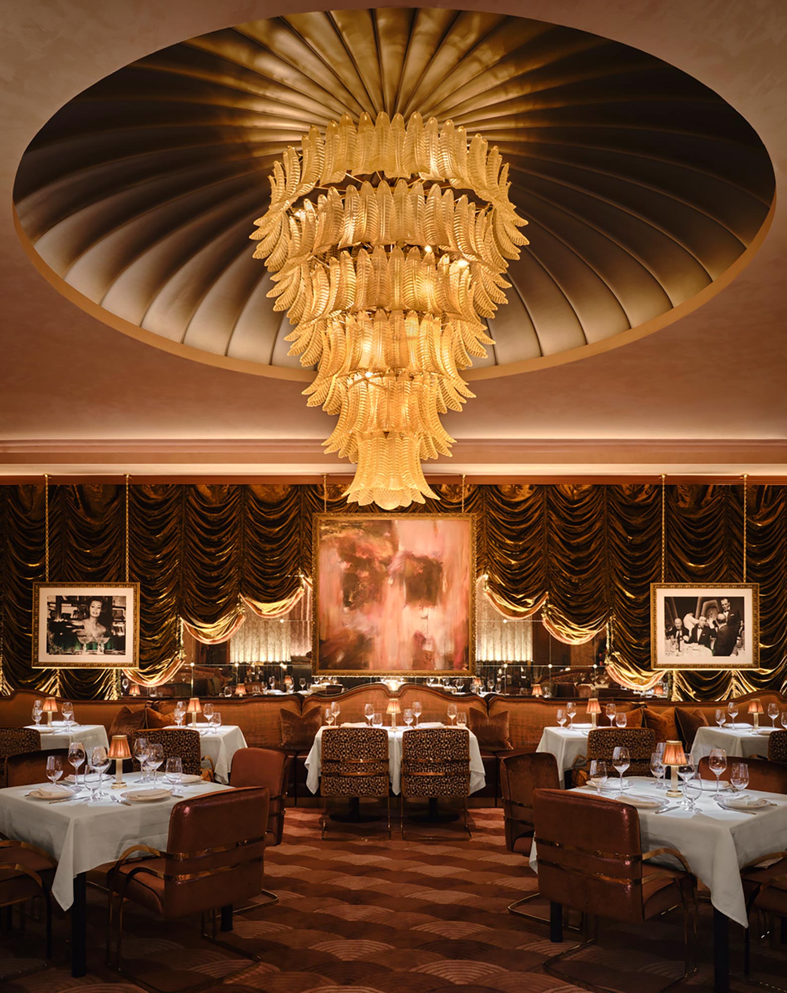 A room with tables and chairs.