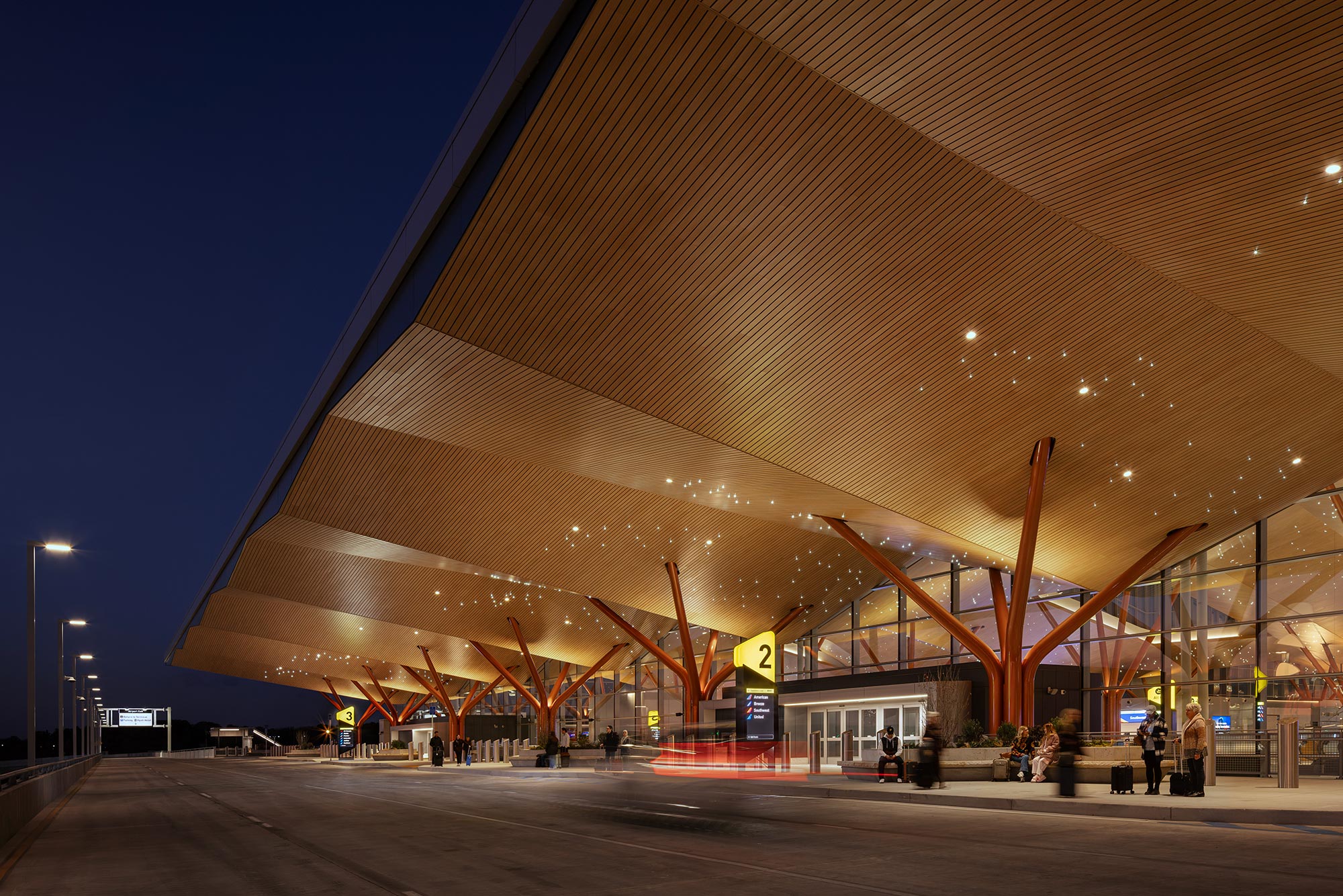A large building with a curved roof.