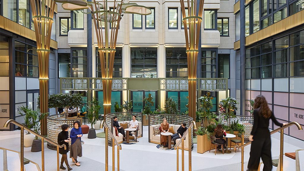 A group of people outside a building.