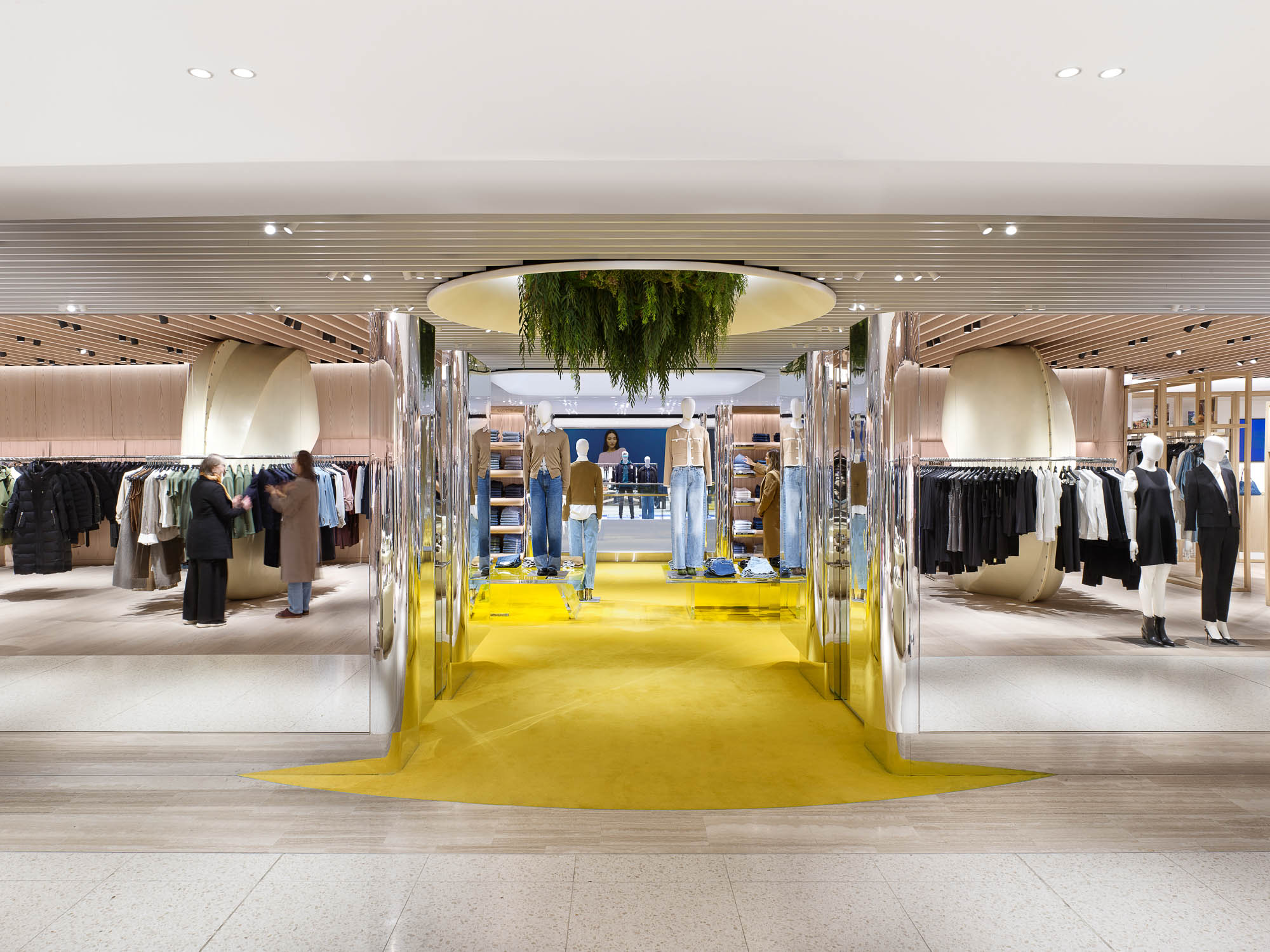 A group of people in a store.