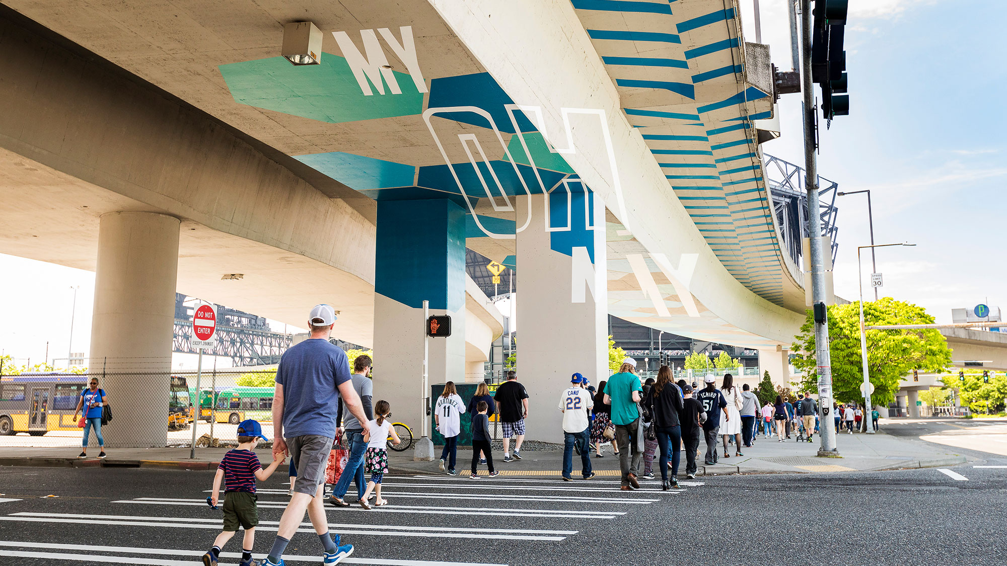 People crossing a street.