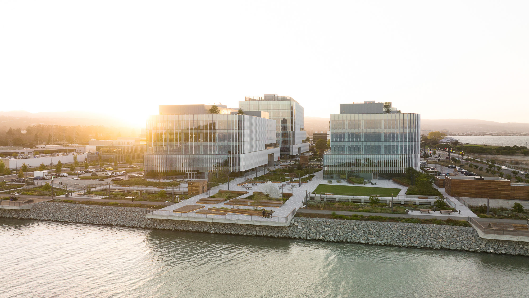 A body of water with buildings along it.