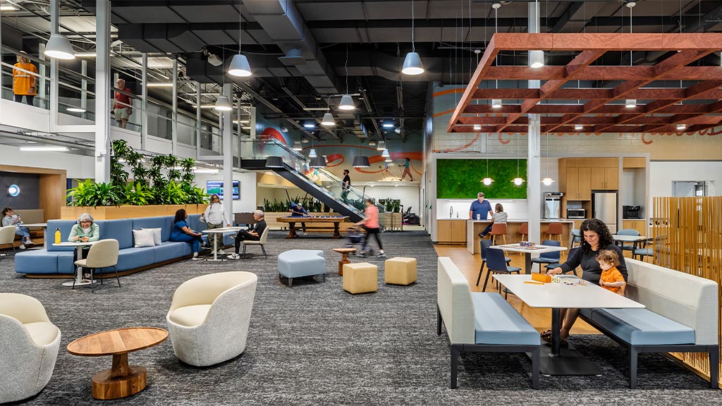 A group of people in a room.