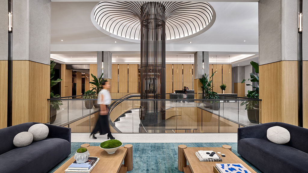 A person walking in a room.