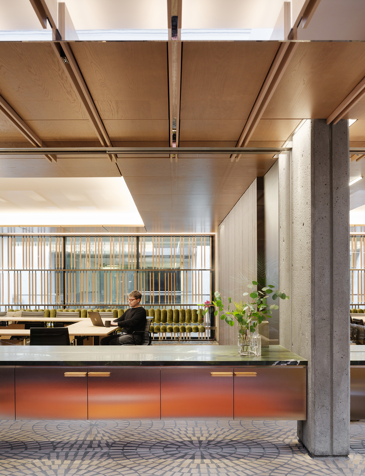 A person sitting at a table.