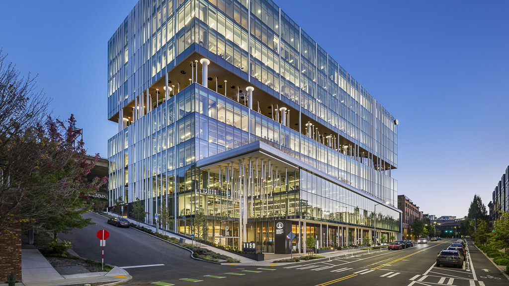 A building with glass walls.