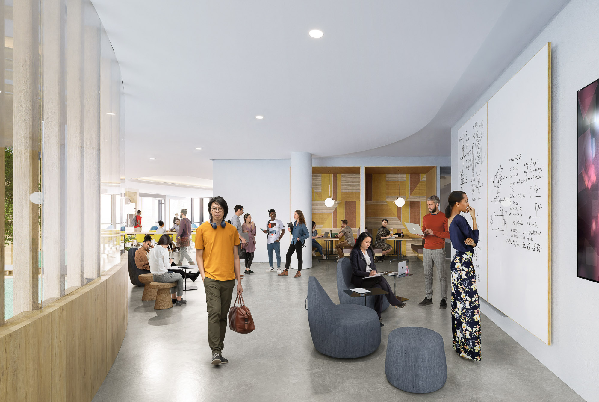 A group of people in a room.