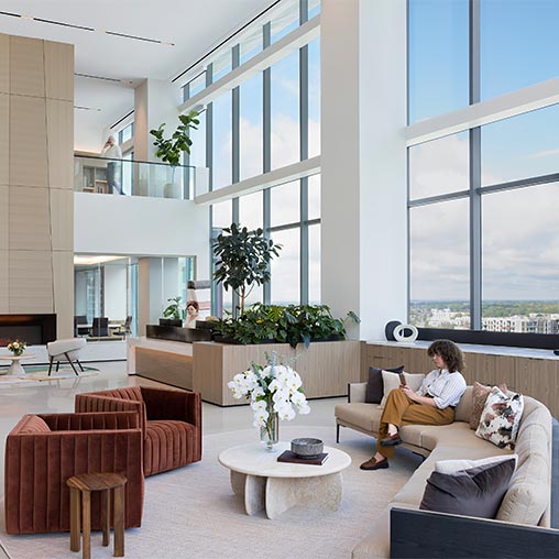 A person sitting on a couch.