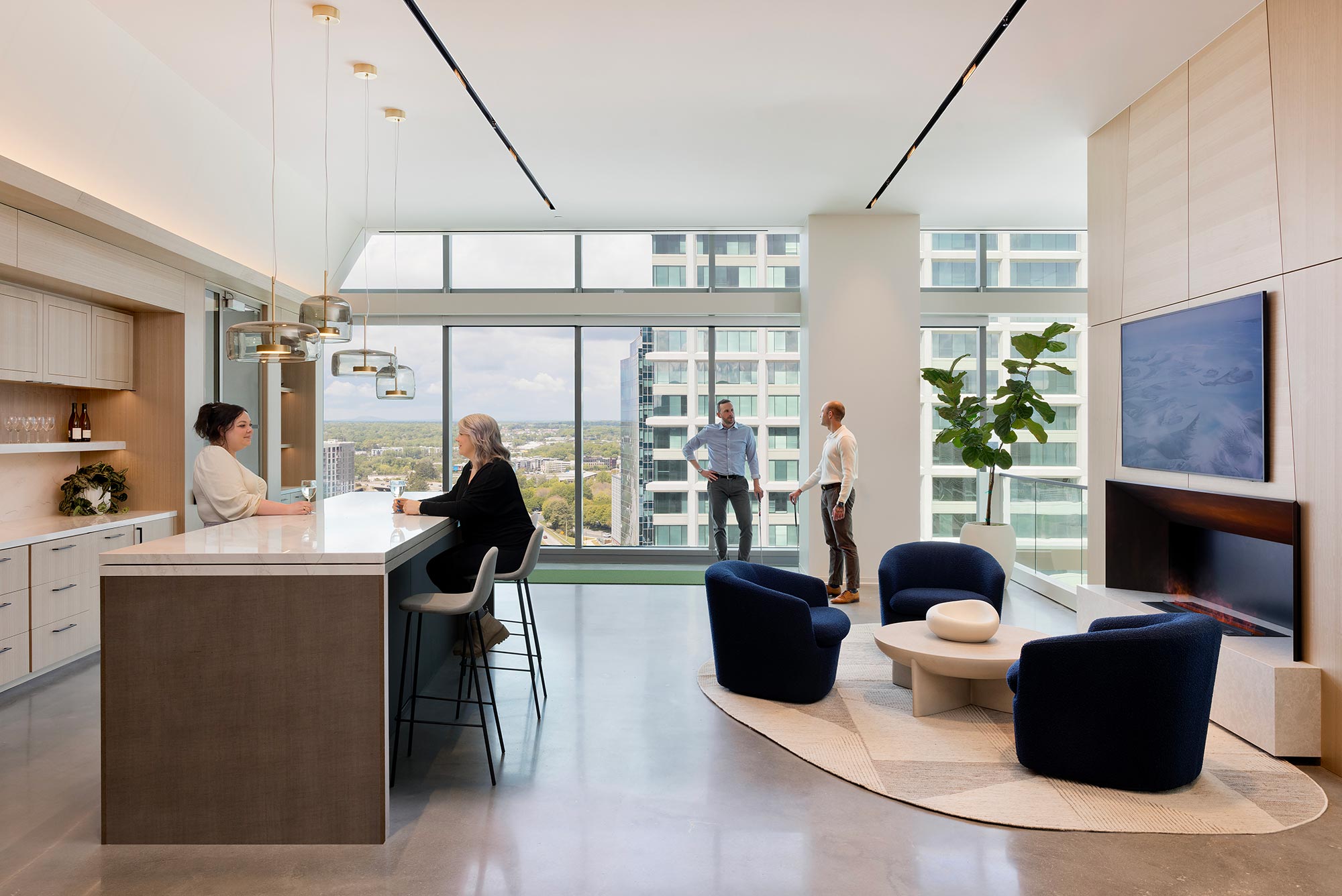 A group of people in a room.