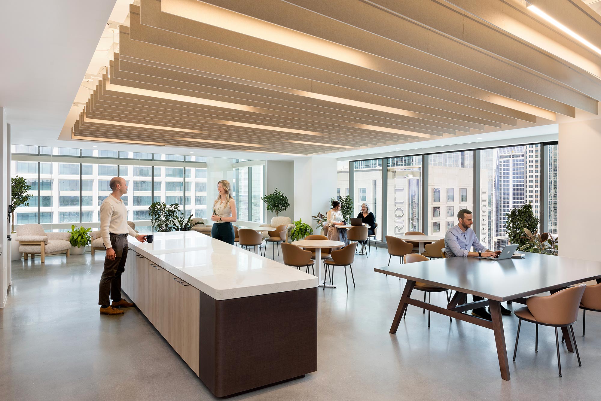 A group of people in a room.