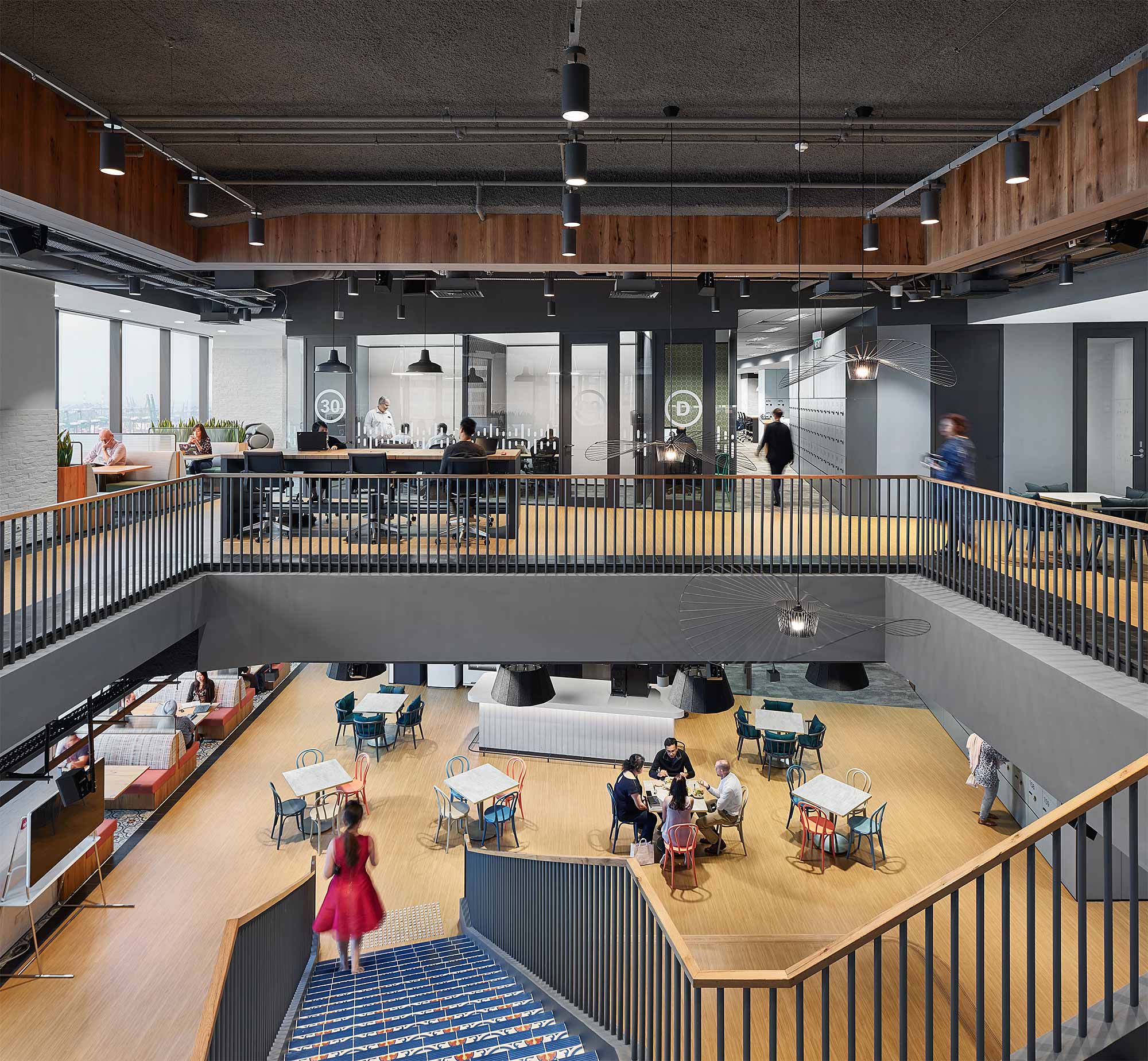 A high angle view of a building.