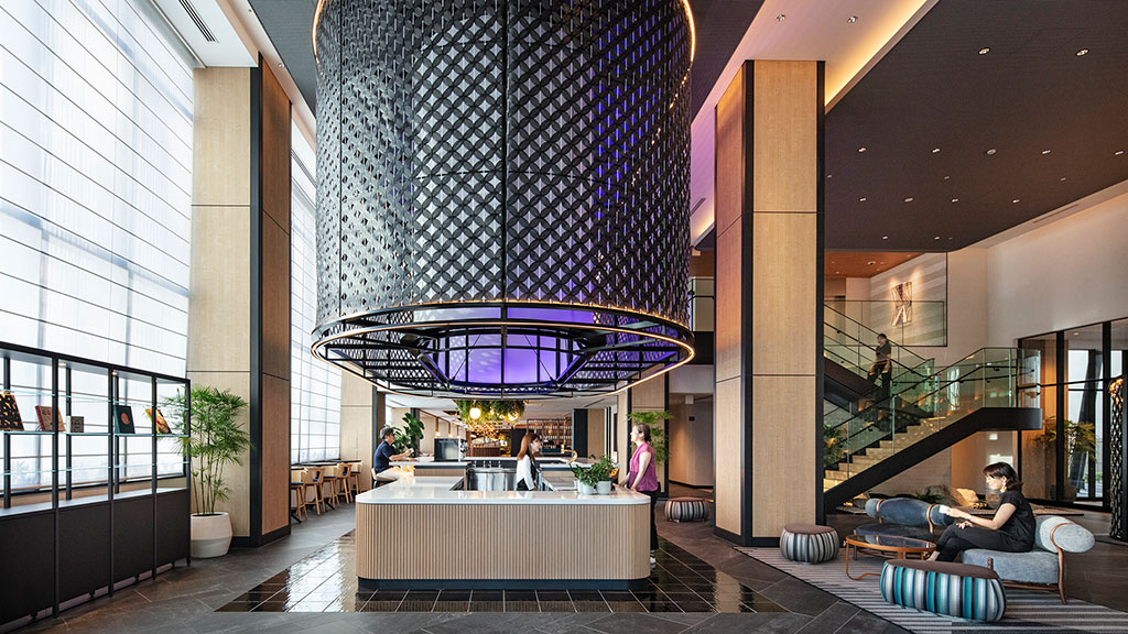 A building with a glass ceiling.