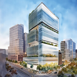 A high angle view of a building.