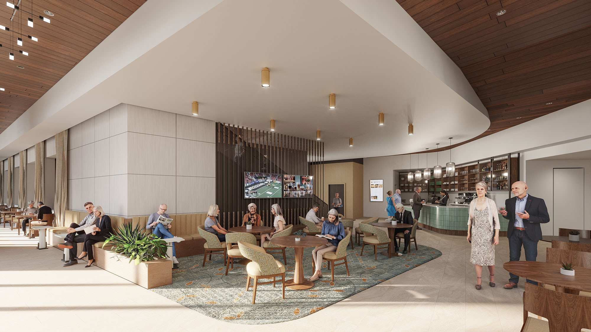 A group of people in a room.