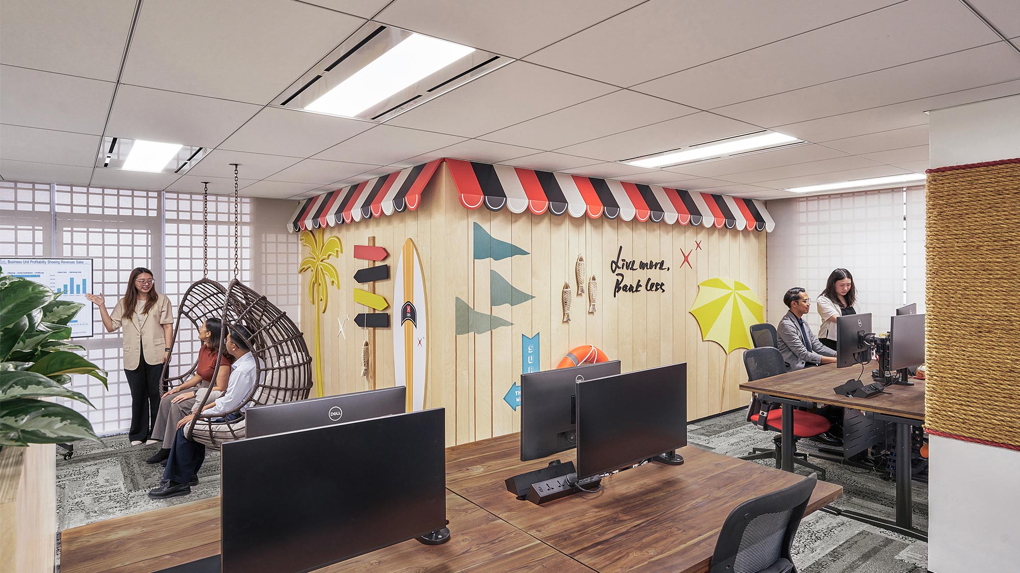 A group of people in a room.