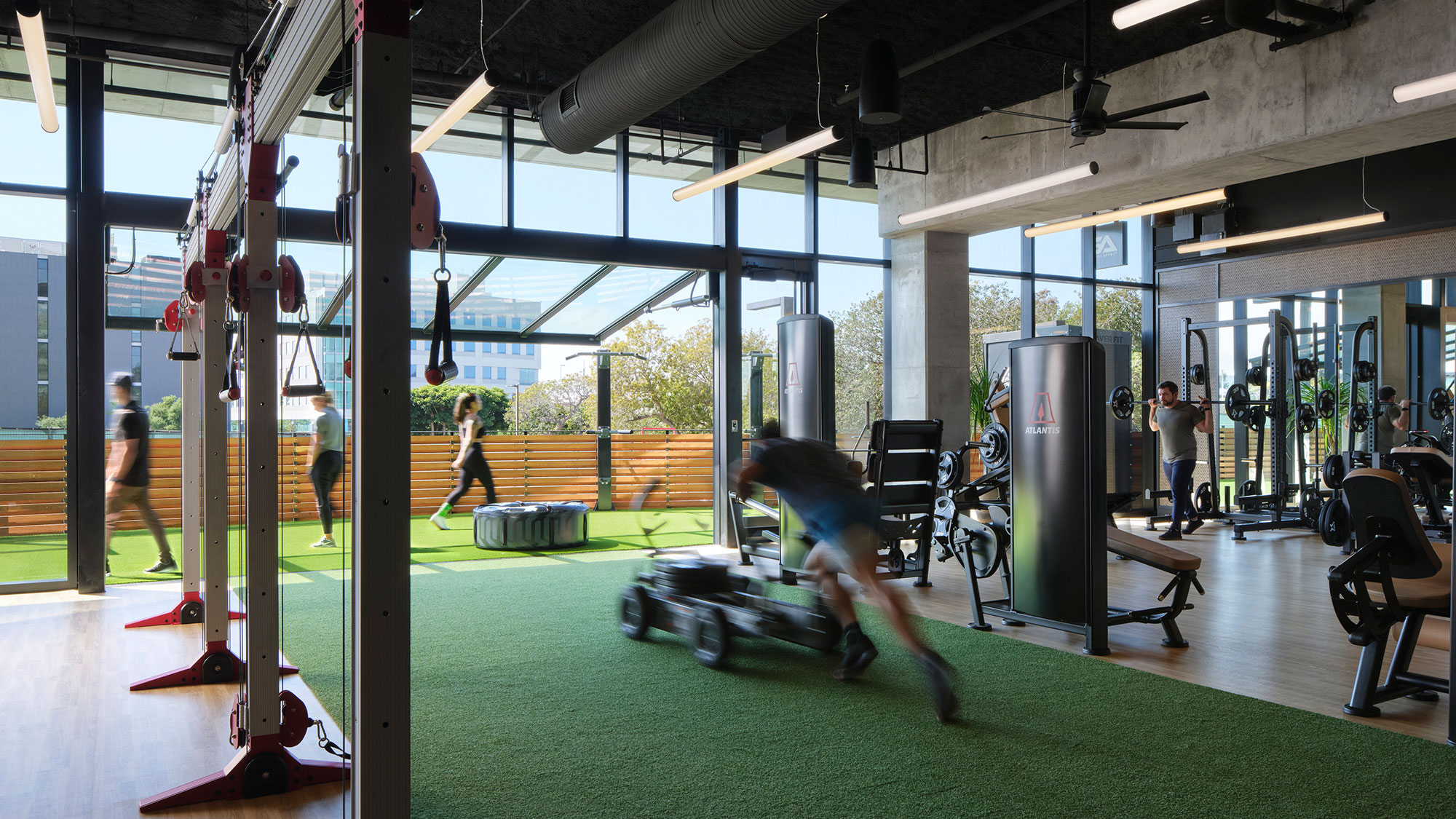 A person doing a push-up on a bar.