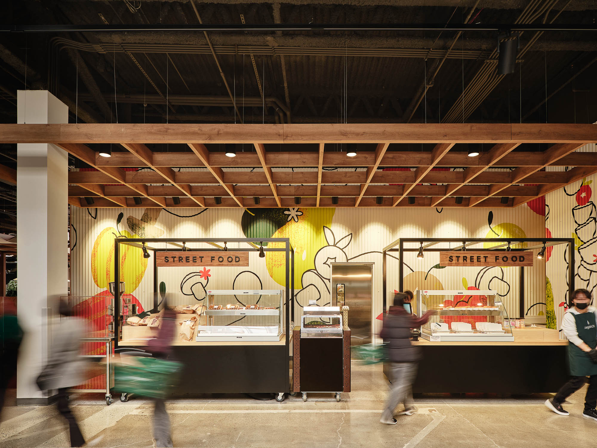 People walking in a building.